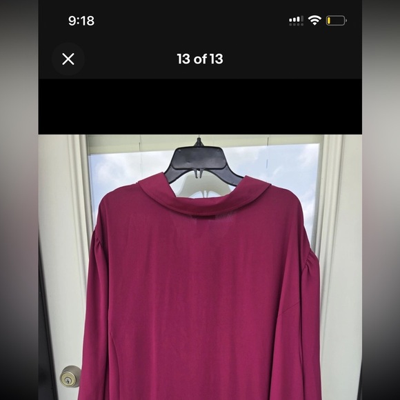 New Maggie Barnes Blouse Sz 5X Red Plus Ruffle Front Long Sleeve - Picture 13 of 13